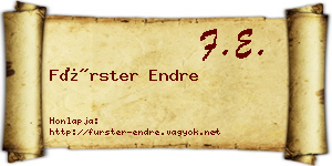 Fürster Endre névjegykártya